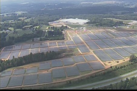 Apple has installed several solar parks to provide power for its operations, like this one alongside the data center in North Carolina